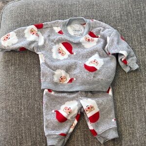 Carter's Festive Santa Baby Set in Gray and Red